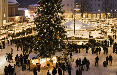 salzburg christmas market on Residence square, austria