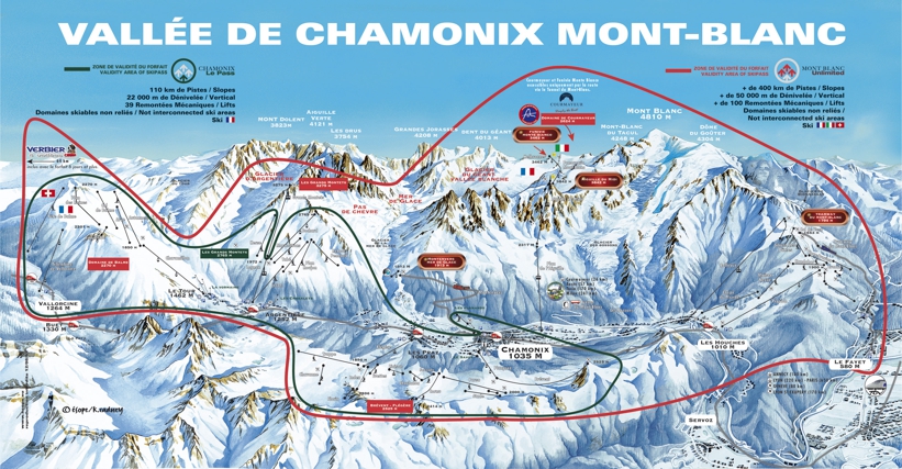 Piste map for Chamonix